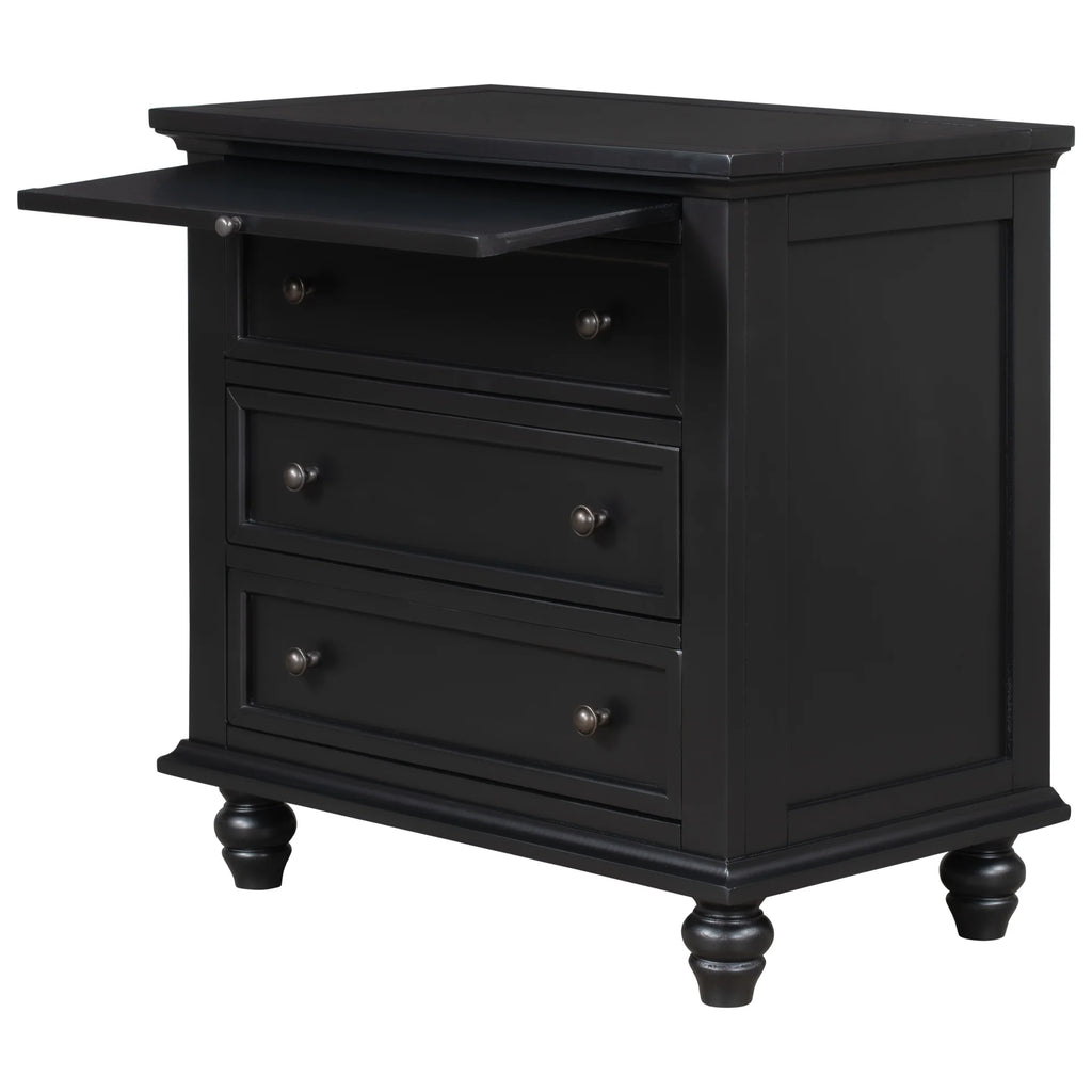 EUROCO 28�� Larger Solid Wood 3-Drawer Side Table Nightstand, End Table with Pull out Tray for Bedroom, Living Room, Hallway, Entryway,White