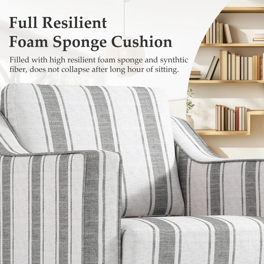 Swivel Accent Chair for Living Room, Modern Upholstered Barrel Arm Chair with Plump Back Pillow, Comfy Club Sofa Reading Chair for Adults (Chenille Navy, Set of 1)