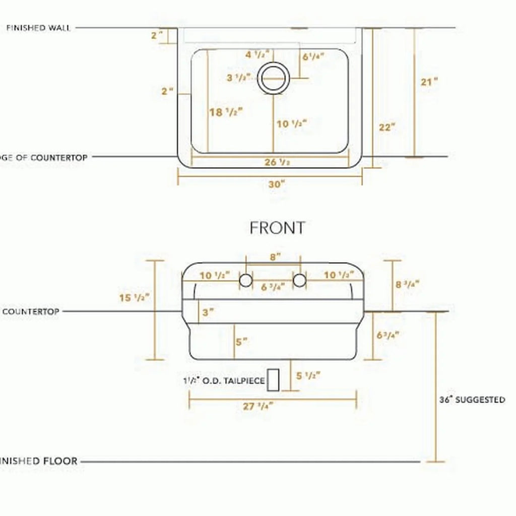 Whitehaus Old Fashioned Country Fireclay Utility Sink with High Backsplash