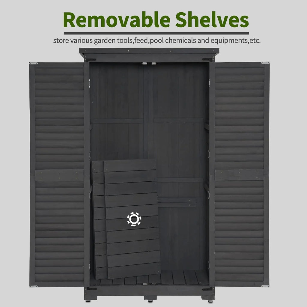 MCombo Tall Garden 1.52 x 2.85 ft. Wood Storage Shed, Brown