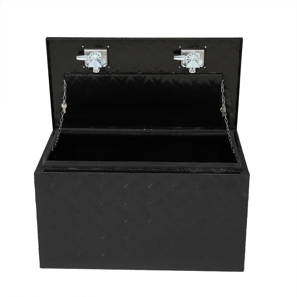 IVV Aluminum Truck Trailer Tool Box Pickup Underbody Truck Bed Storage Toolbox RV Trailer Organizer with T-Handle Latch Dual Lock Keys - Black, 42"L x 18"W x 17"H