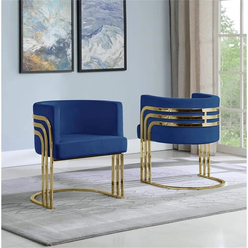 Maklaine Dark Gray Velvet Accent Barrel Leisure Chair with Gold Chrome Legs
