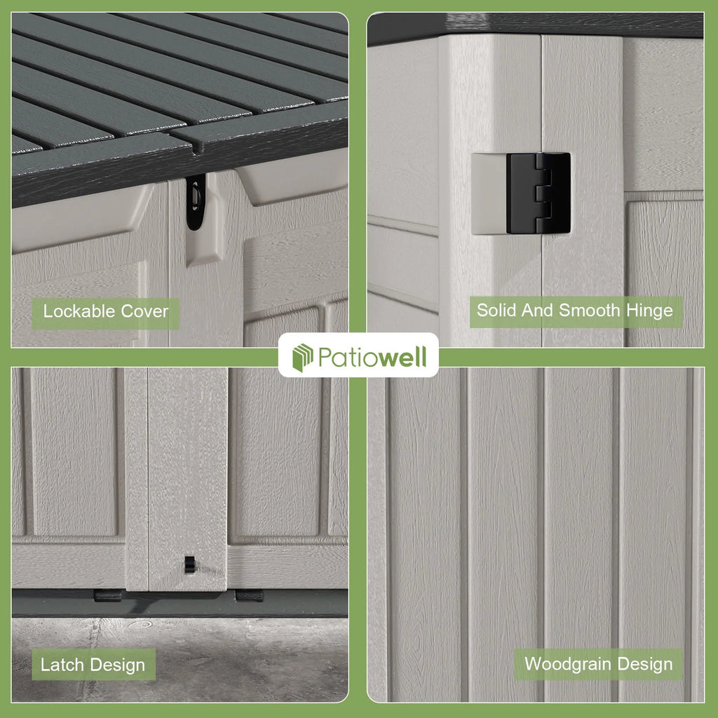 Patiowell 260 Gallon Outdoor Horizontal Storage Sheds, All-Weather Resin Tool Shed with Lockable Multi-Opening Door, Outdoor Storage Box for Trash Cans, Tools and Bicycles