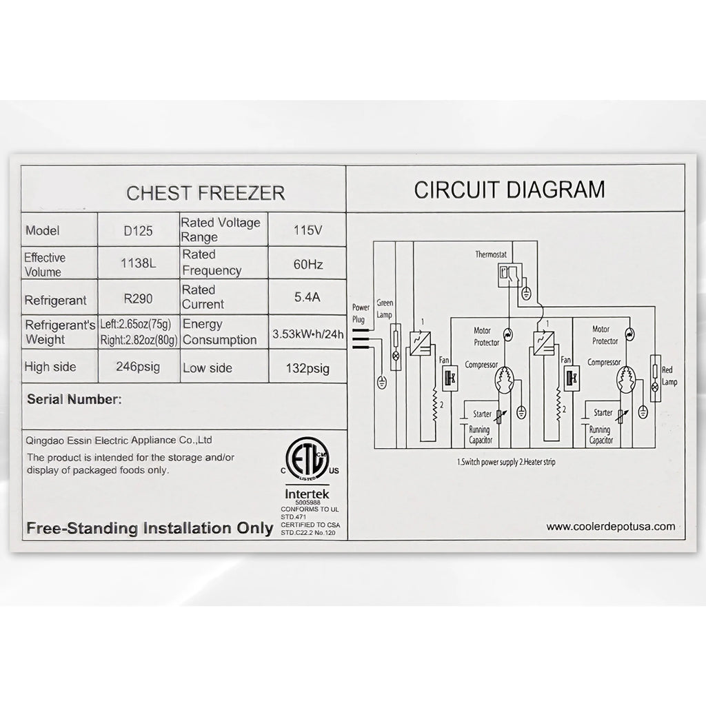 42 Cu.Ft. Chest Freezer, Deep Freezer with Top Open Three Door 106 in. Commercial Freezer NSF