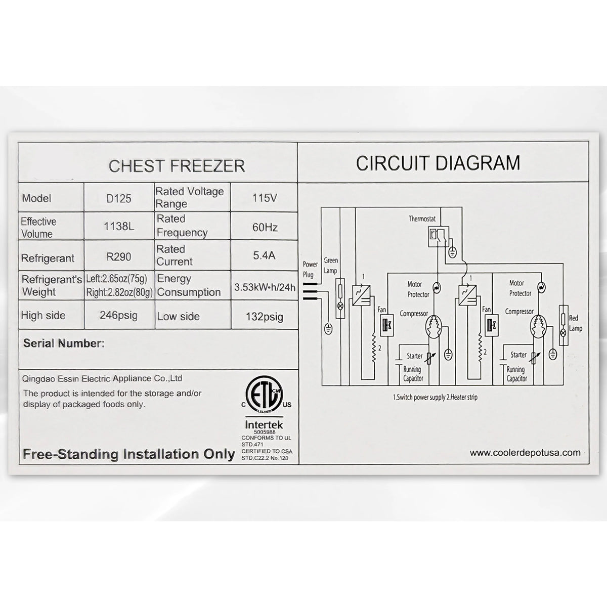 42 Cu.Ft. Chest Freezer, Deep Freezer with Top Open Three Door 106 in. Commercial Freezer NSF