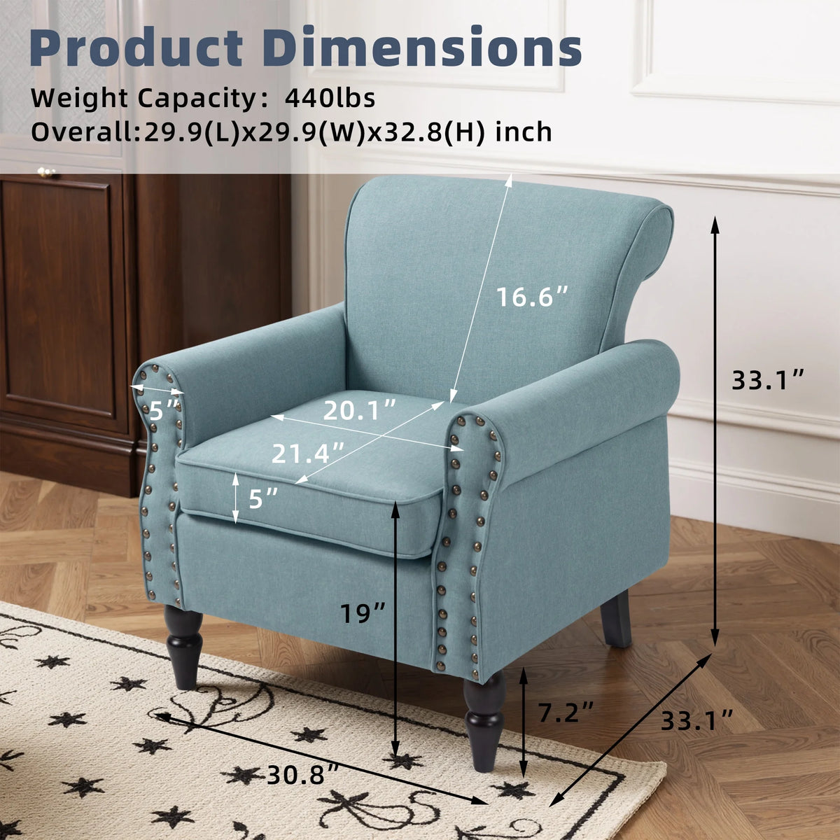 DREAMSIDEA Accent Chairs Upholstered Pattern Morden Armchair Comfy Linen Fabric Single Sofa for Living Room, Pattern White