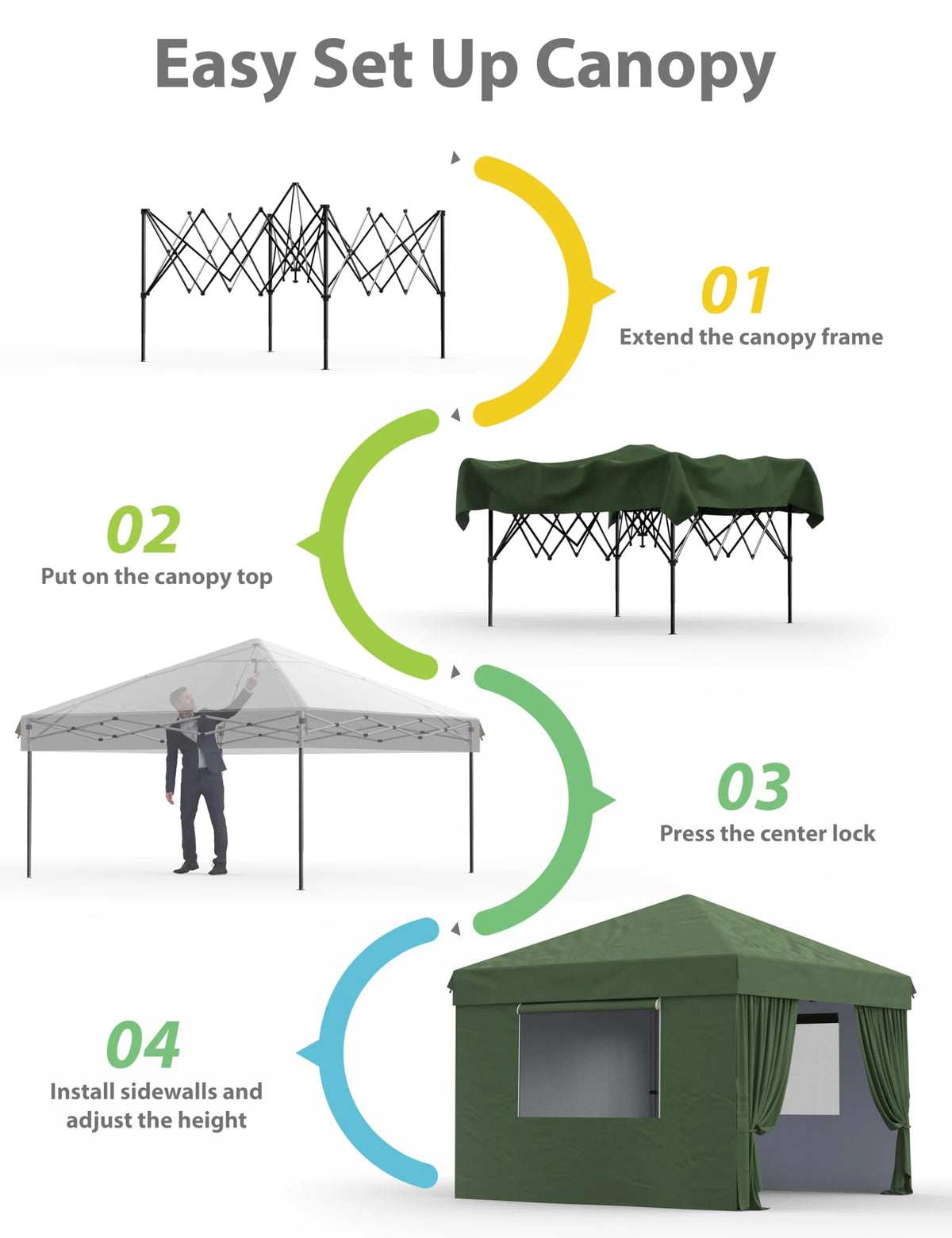 10x10FT/10x20FT Canopy Tent Pop Up Canopy, Commercial Instant Setup Canopy with 210D Fabric, Heavy Duty Commercial Instant Craft Fair Tent for Farmer Market, Vendor, Party, Event