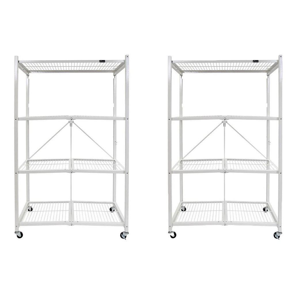 Origami 2-Pack R5 Series Heavy-Duty 4-Tier Foldable Steel Shelf, Pewter