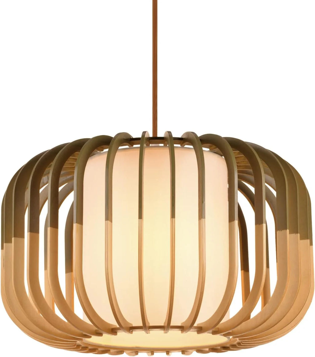 Arturesthome Wood Pendant Lights, Wicker Drum Chandelier Boho Pendant Light Basket Lighting Fixture, Large Natural Woven Hanging Lamp for Kitchen Island Dining Room Entryway
