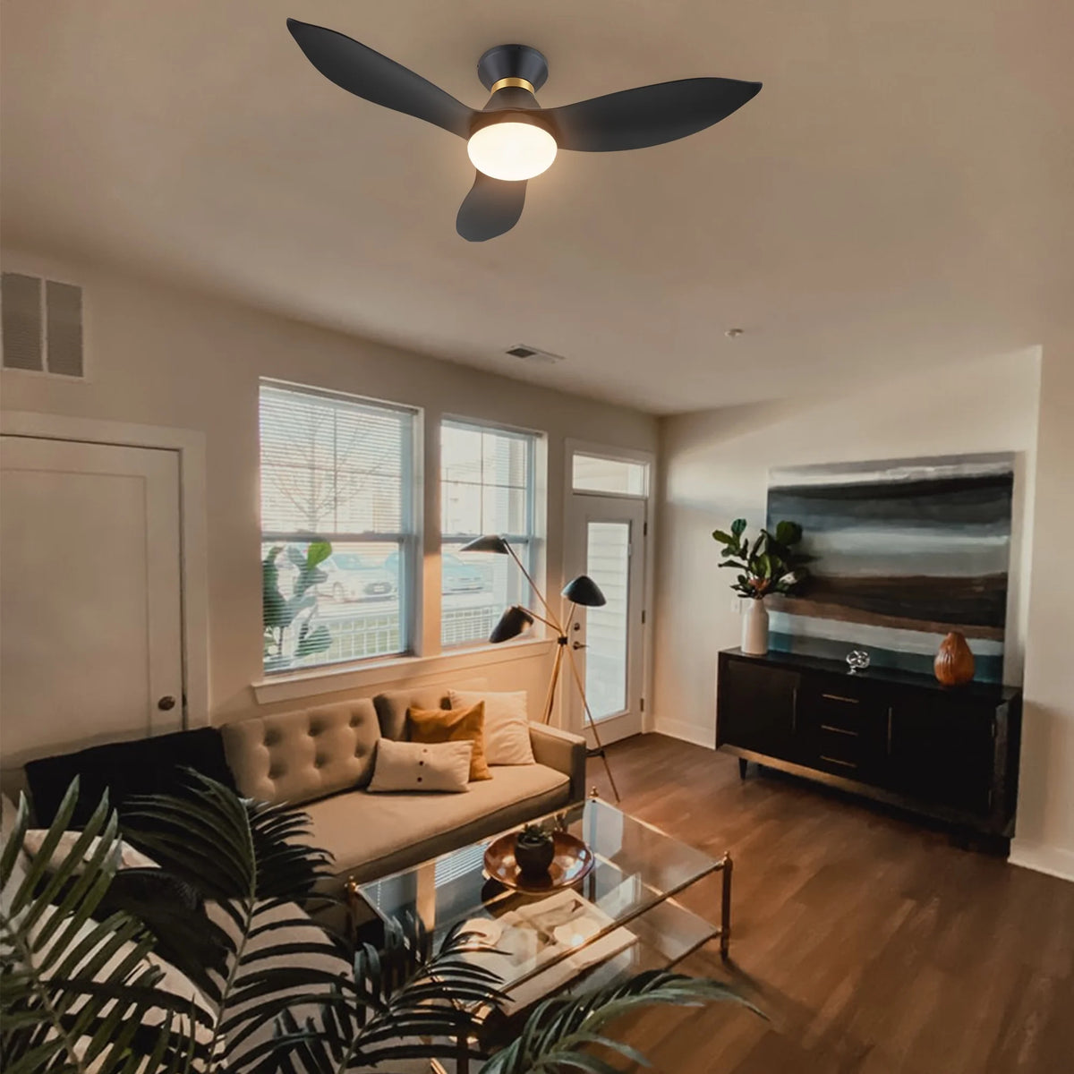 Smaair 45" Smart Ceiling Fan with Remote and Dim Light for Indoor and Outdoor
