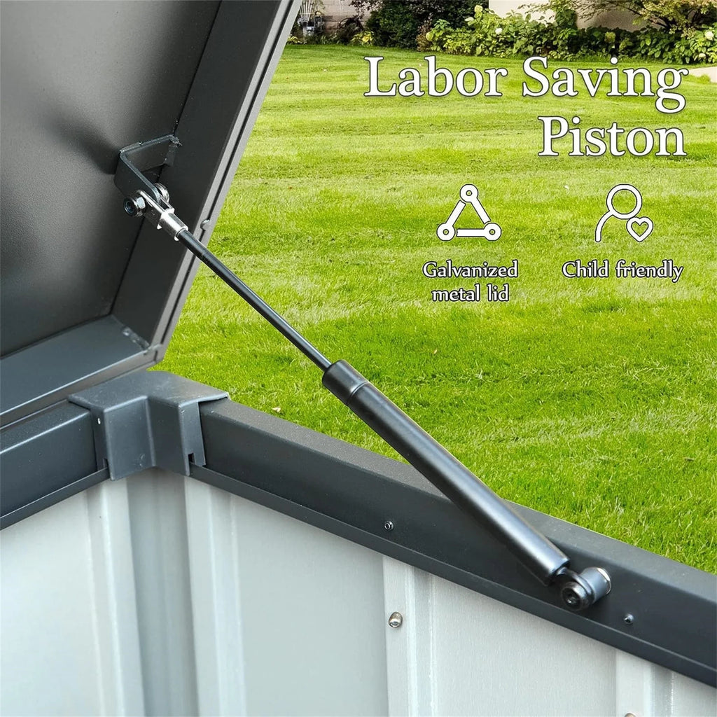 150 Gallon Outdoor Waterproof Storage Deck Box with Portable Side Handles and Moving Roller, Large Patio Storage Lockable for Outside Cushions, Throw Pillows, Garden Tools, Dark Gray