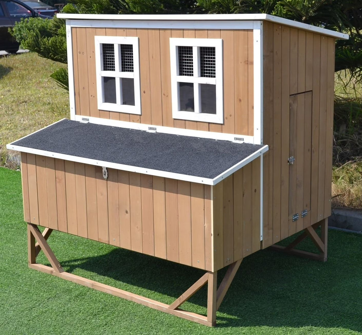 omitree Wooden Chicken Coop Hen House with 4 Nesting Boxes, Fits 4-8 Chickens
