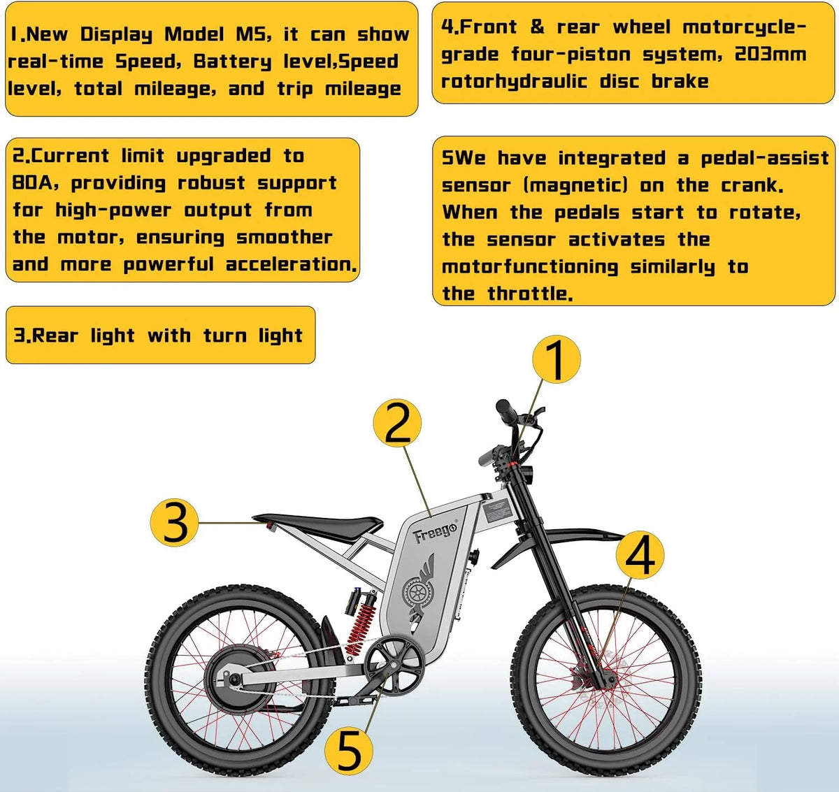 6000W(Peak) Motor 60V/35Ah Battery, Freego X2Pro Electric Motorcycle for Adults, Electric Bike  50MPH/7 Speed Off Road Electric Bicycle,19x2 Full Suspension/Four-Piston Hydraulic Brake UL2849MTB