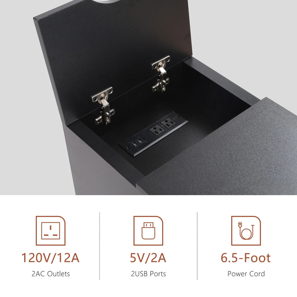 YOCWO Fluted Nightstand for Bedroom Set of 2 , Wood Bedside Table Set of 2 with Drawers, Black