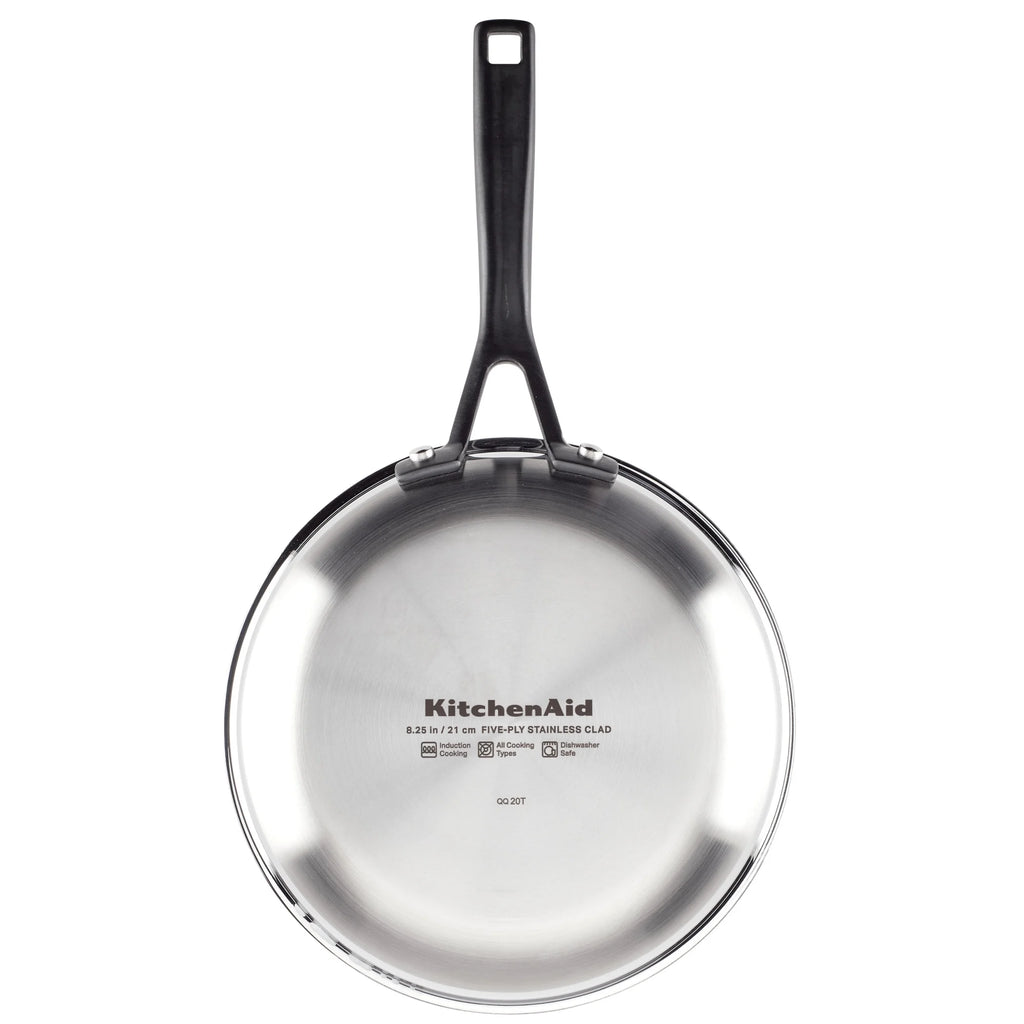 KitchenAid 5-Ply Clad 10 Pcs Stainless Steel Cookware Induction Pots and Pans Set, Dishwasher Safe, Metal Utensil, Broiler and Oven Safe to 500��F, Polished Stainless Steel