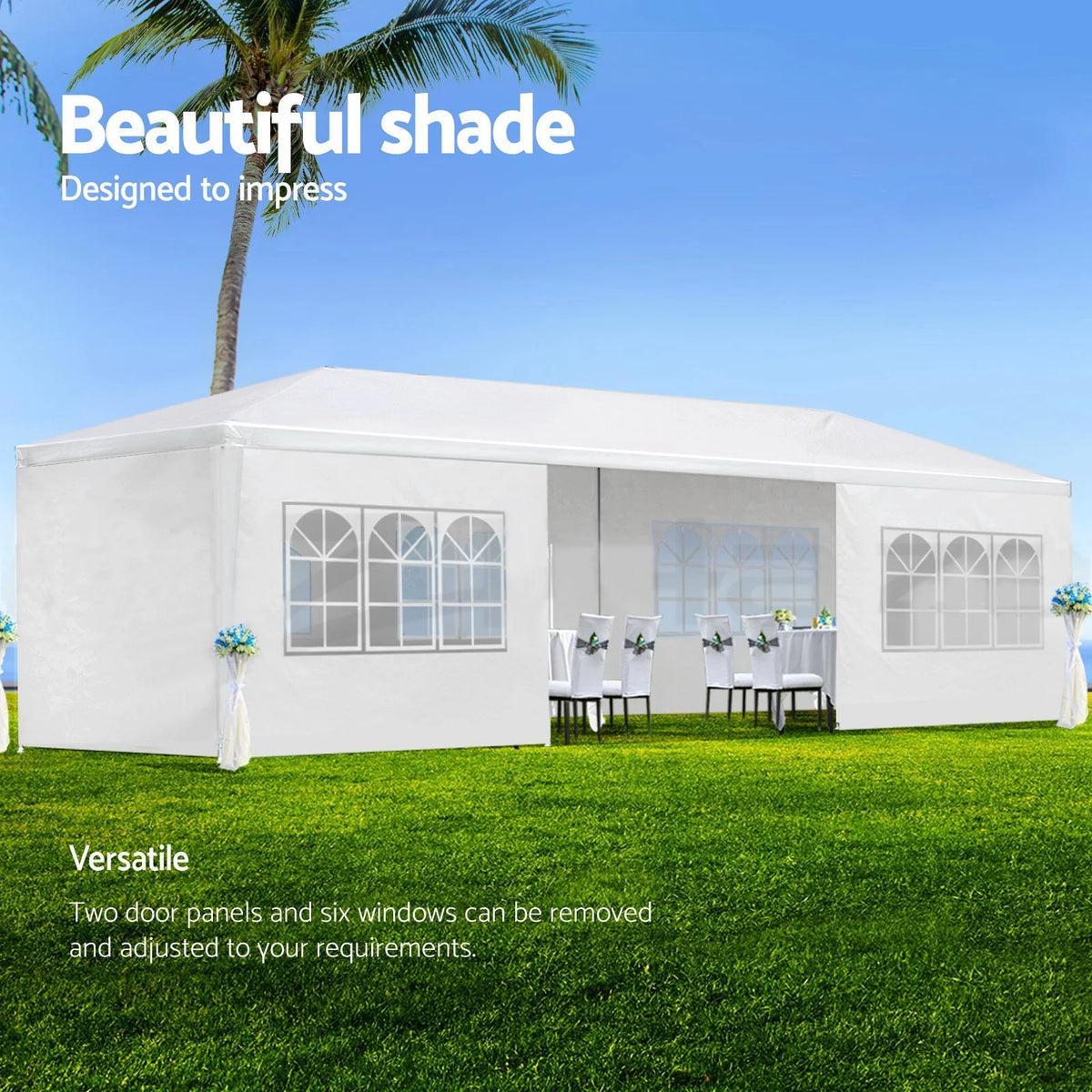 10'x20' Canopy Tent Wedding Party Outdoor Gazebo with 6 Removable Sidewalls for Weddings and Events
