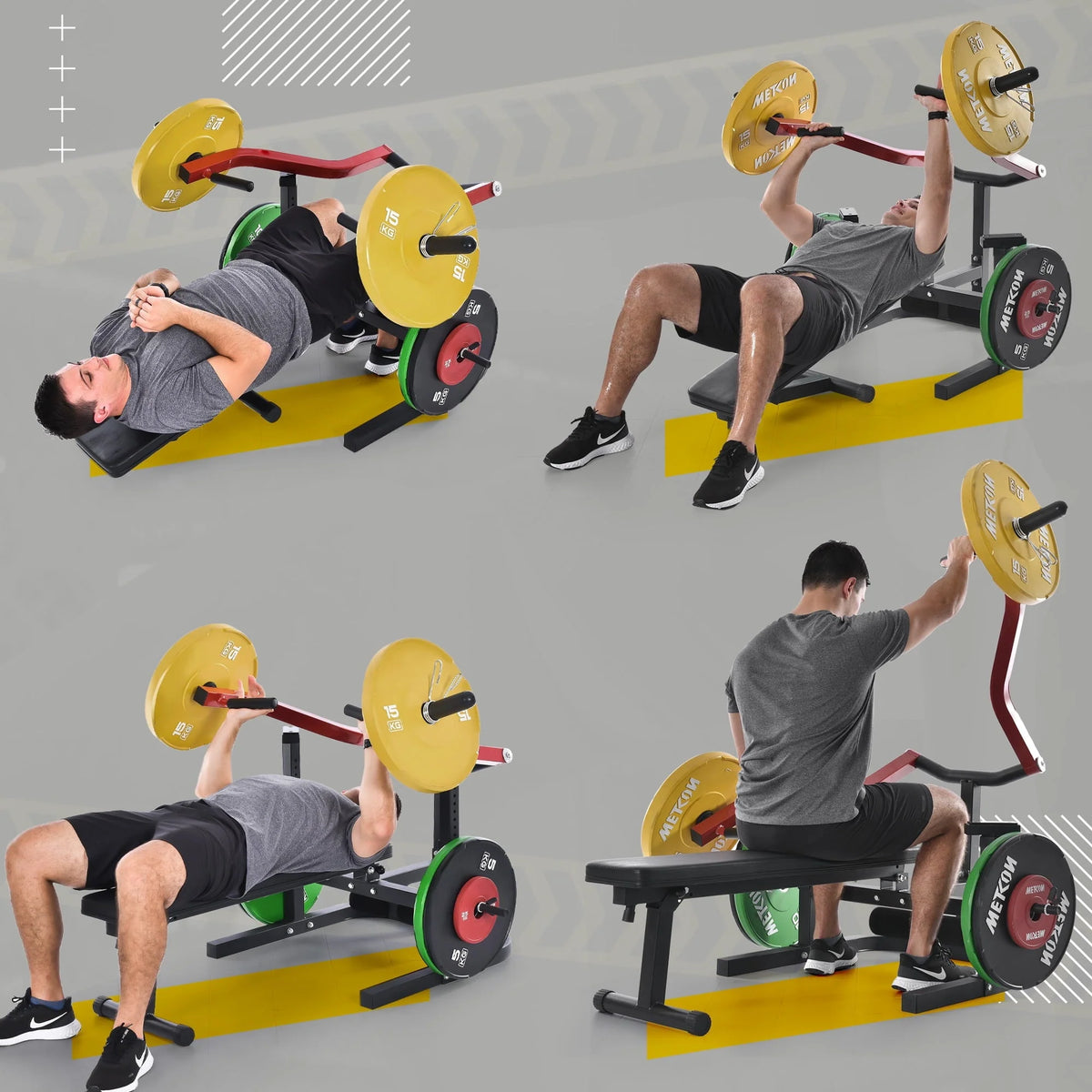 Euroco Weight Bench Press Machine Adjustable Flat Incline Bench for Chest & Arm Ab Workout, Home Gym Equipment