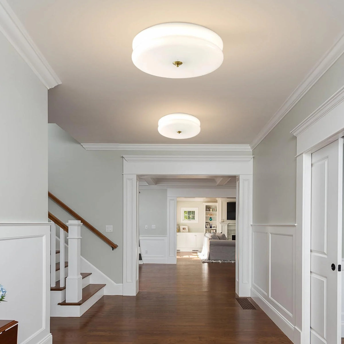 KCO Lighting Mid Century Modern LED Ceiling Lights Mint Green Glass Ceiling Lamp Large Hallway Ceiling Light