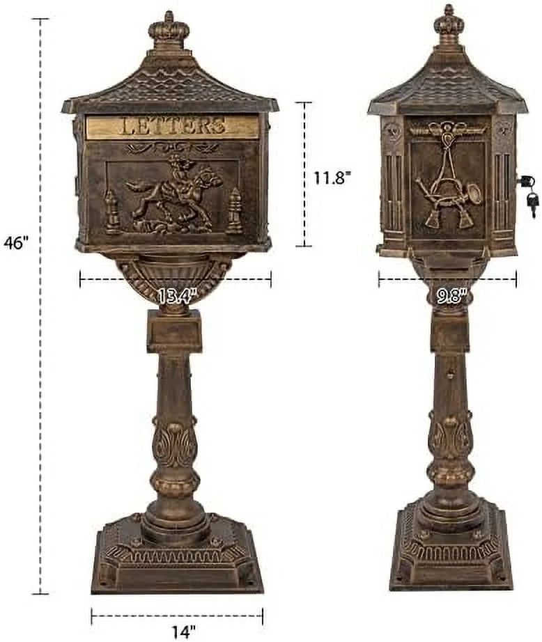 Mailbox Cast Aluminum Bronze Mail Box Postal Box Security Heavy Duty New