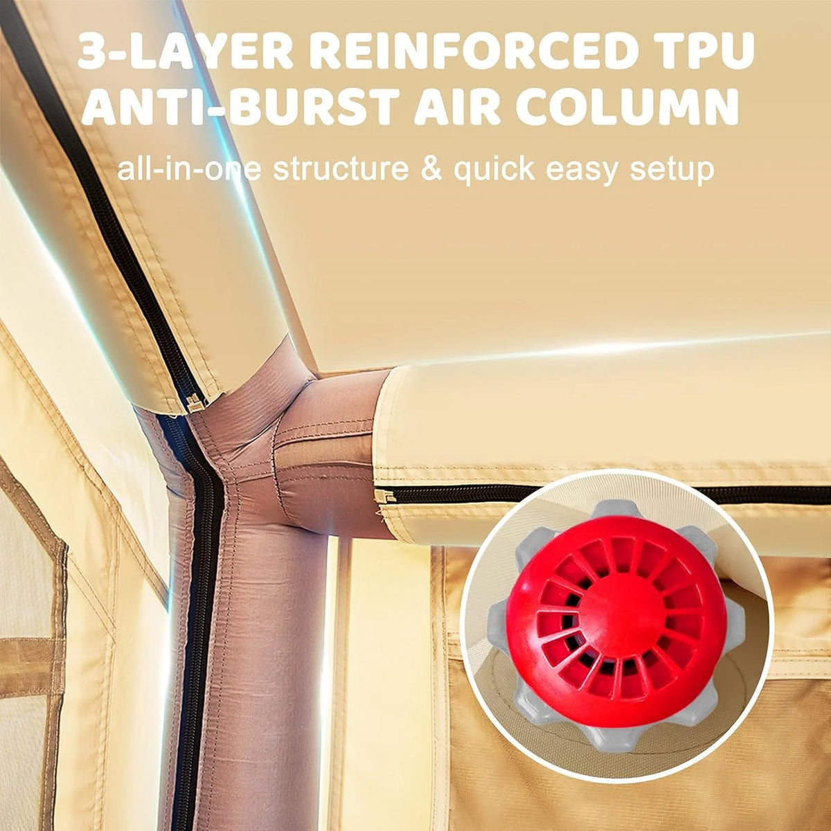 NAIZEA Inflatable Tents for Camping, Blow Up Tent with Hand Pump, Easy Setup Inflatable Hot Tent with Stove Jack, Waterproof Oxford Air Glamping Tents for Camping Adult 4-6 Person