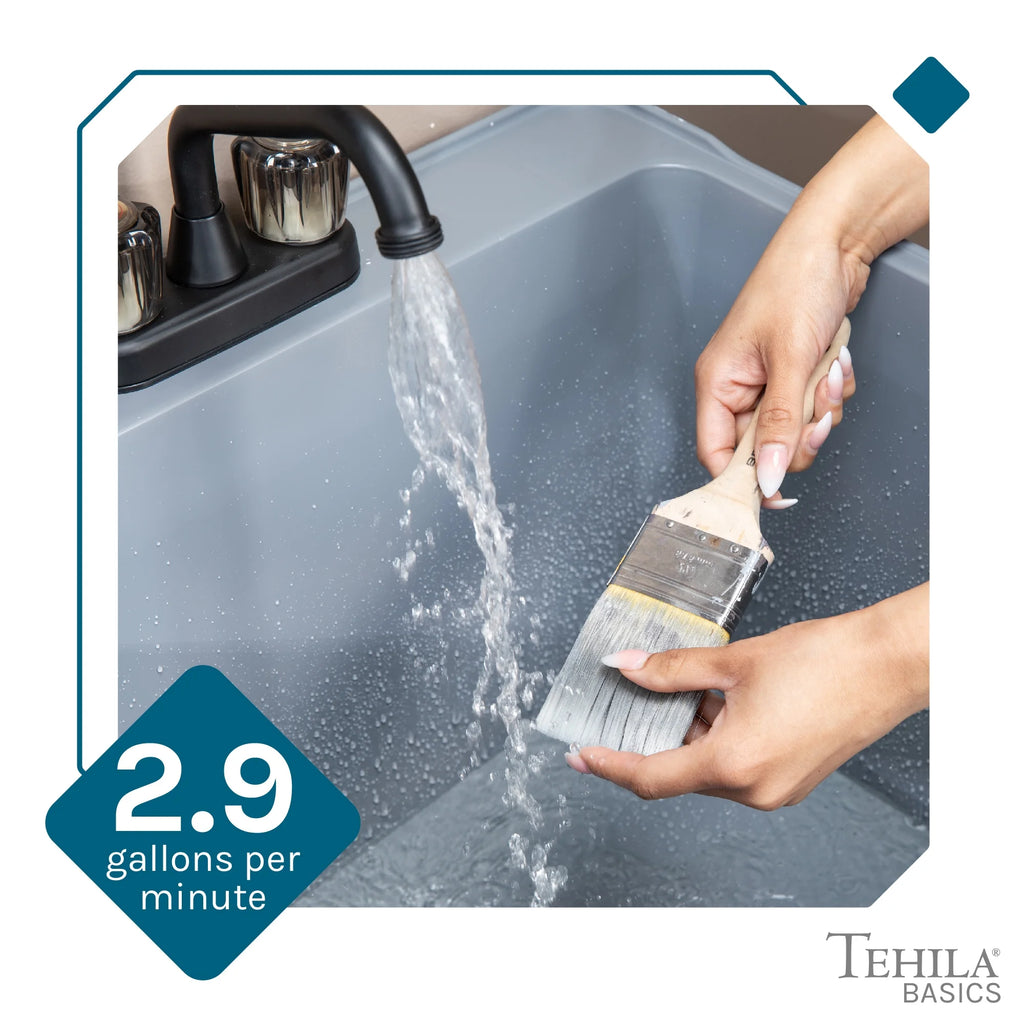 Tehila Freestanding Black Utility Sink with Black Faucet for Laundry Room