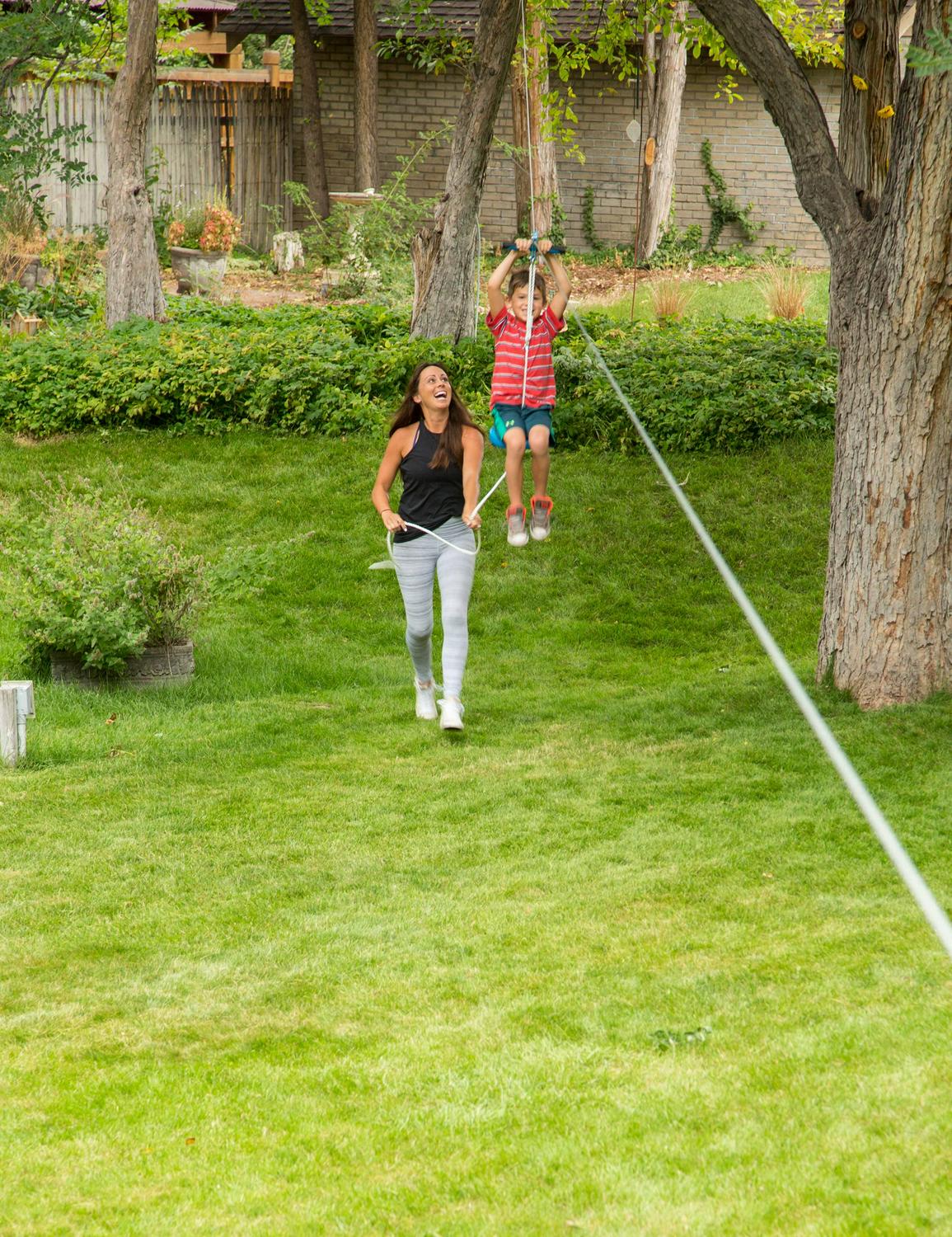 Slackers 70′ Zipline System with Seat and Bonus Spring Brake System including Premium Zip Line Safety Features