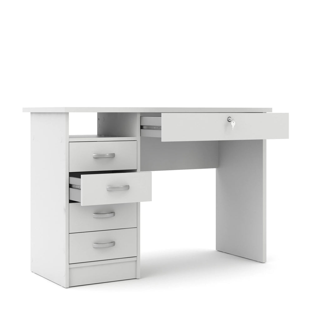 Tvilum Walden 5 Drawer Office Desk with 1 Locking Drawer for Adults, White