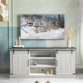FESTIVO Farmhouse TV Stand for 75" TV, Entertainment Center, Sliding Barn Door TV Stand, 68 inch TV Console Table, Home Living Room Media Console with Adjustable Shelf - Off White