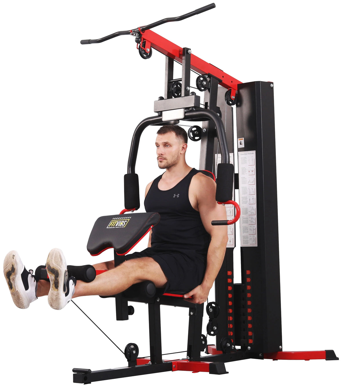 Fitvids LX750 Home Gym System Workout Station with 330 Lbs of Resistance, 122.5 Lbs Weight Stack, One Station, Comes with Installation Instruction Video, Ships in 5 Boxes