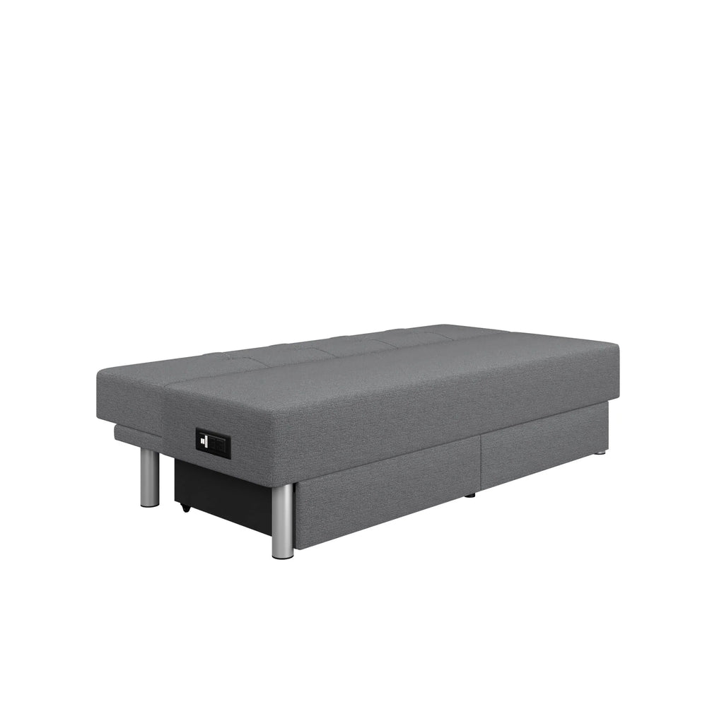 Serta Windsor Futon with Storage and Power, Gray Fabric