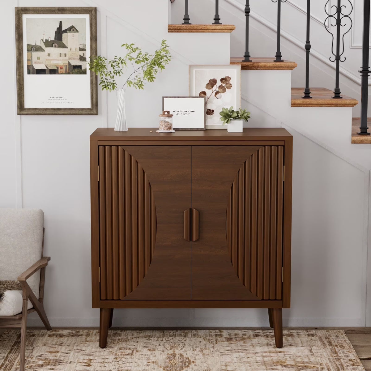 COSIEST Vintage Sideboard Cabinet, Farmhouse Buffet with Adjustable Shelf for Kitchen, Dining Room, Living Room