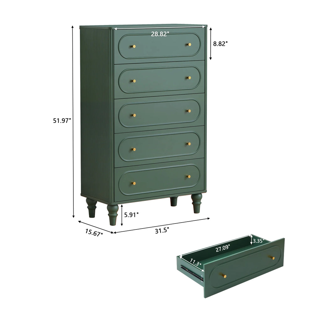 YOCWO 3 Drawer Nightstand, Classic Chest of Drawers with Arc Edge, Walnut