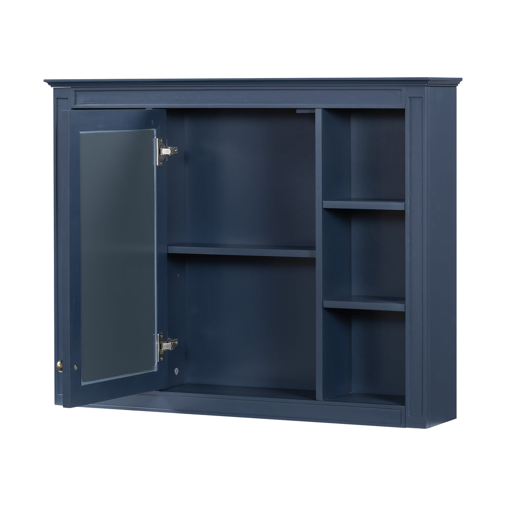 Furvclv Bathroom Wall Mirror Cabinet Modern Wall Mounted Cabinet Storage Organizer With Single Mirror Door 6 Open Shelves