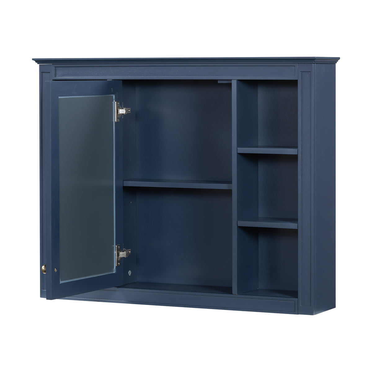 Furvclv Bathroom Wall Mirror Cabinet Modern Wall Mounted Cabinet Storage Organizer With Single Mirror Door 6 Open Shelves