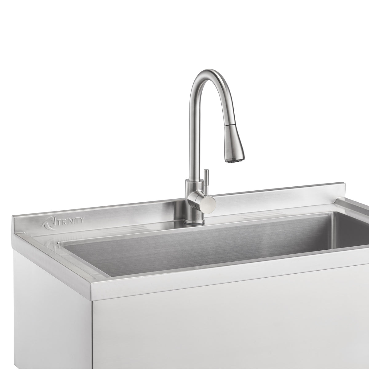 TRINITY 30' x 14' Basin Stainless Steel Utility Sink with Pull-down Faucet