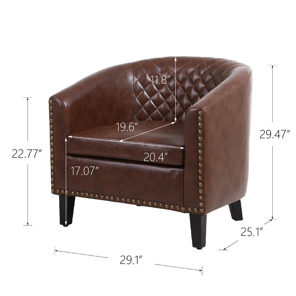 Comfortable Upholstered Armchair, Recliner Chair, Armchair with Wide Armrest,PU Leather Club Chair for Living Room, Club or Office, Single Chair ,Orange.