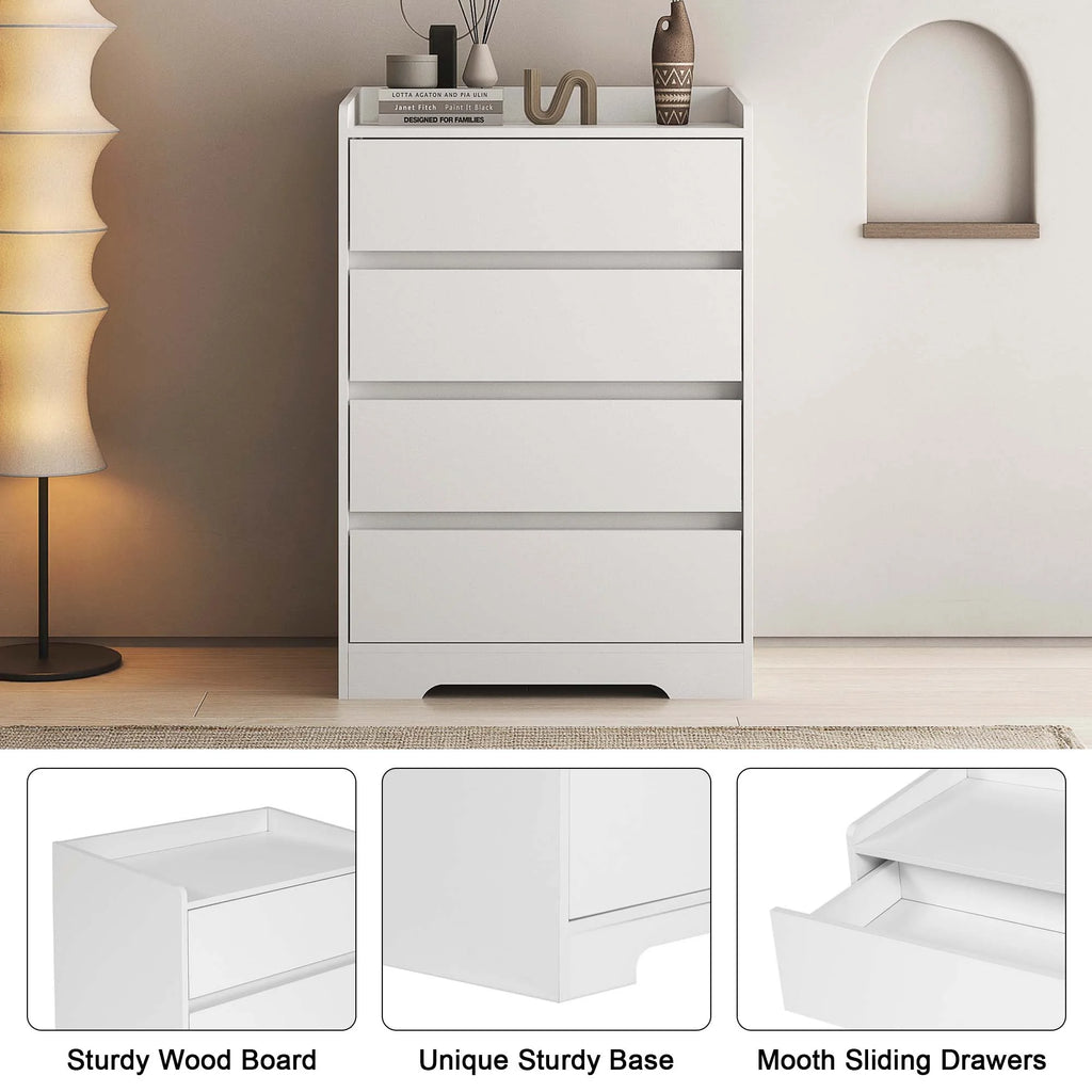 Aukfa Wood 4 Drawer Dresser,Chest of Drawer with Anti-fall Device, Black