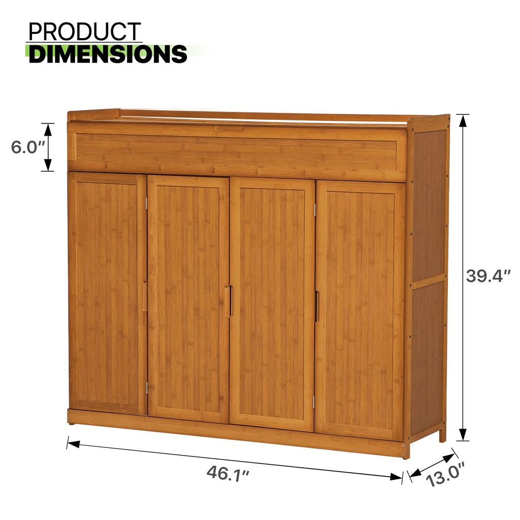 Magshion Bamboo 6 Tier 30 Pairs Shoe Organizer Cabinet with Folding Door Compartment Heels Boots, Brown, for Home