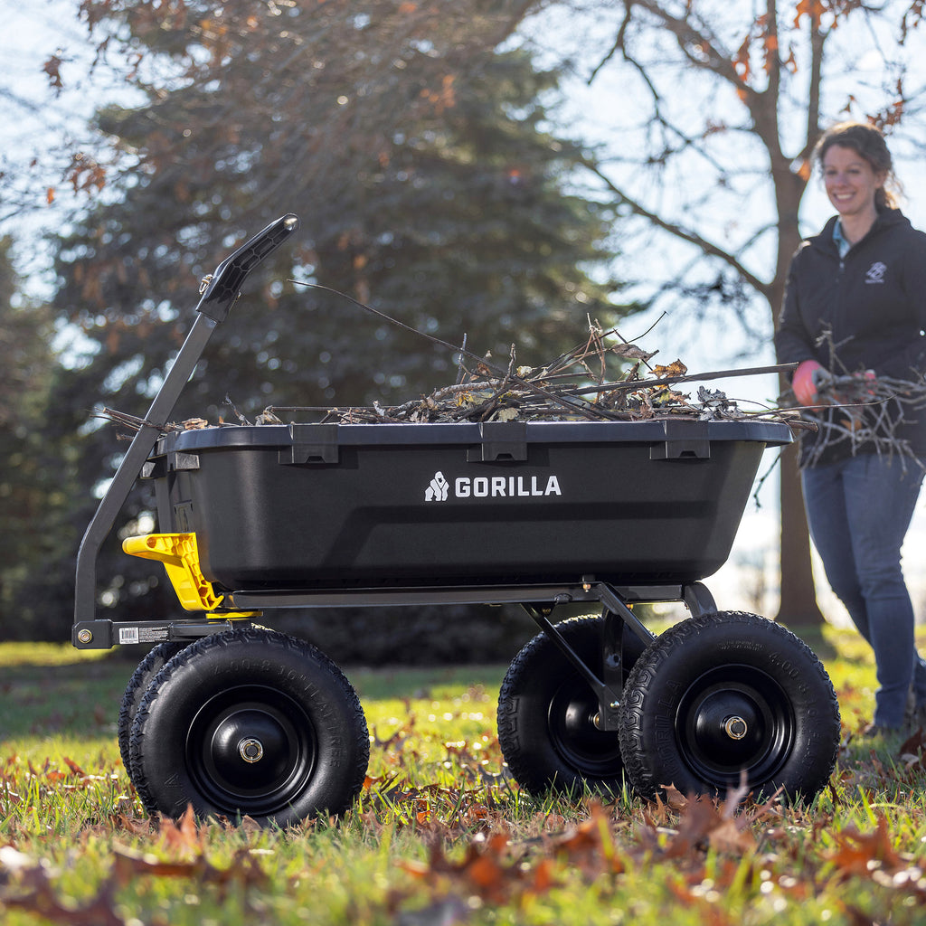 Gorilla 9 cu ft. Heavy Duty Poly Yard Dump Cart with No Flat Tires