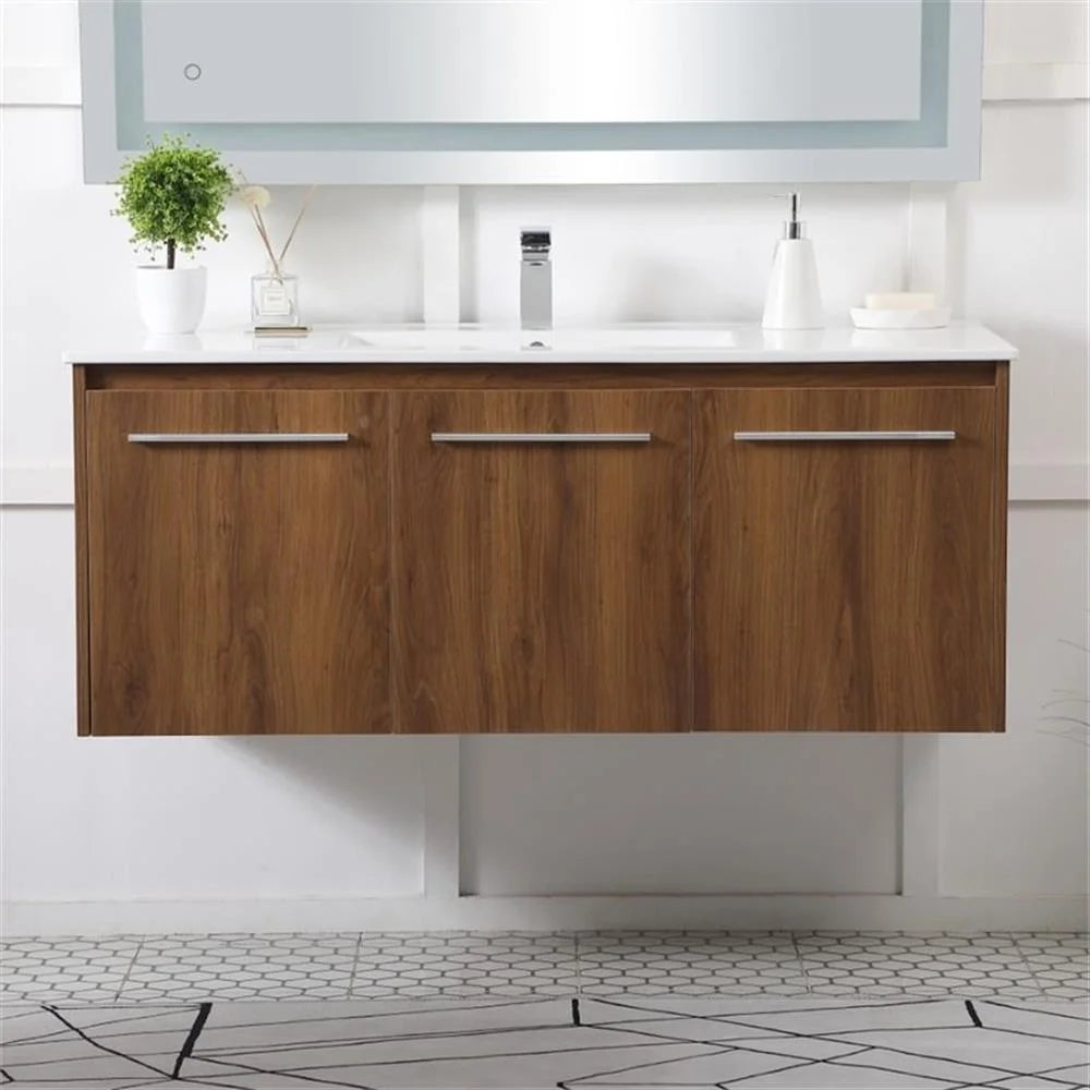 Elegant Kitchen and Bath 48 Inch  Single Bathroom Floating Vanity In Concrete Grey