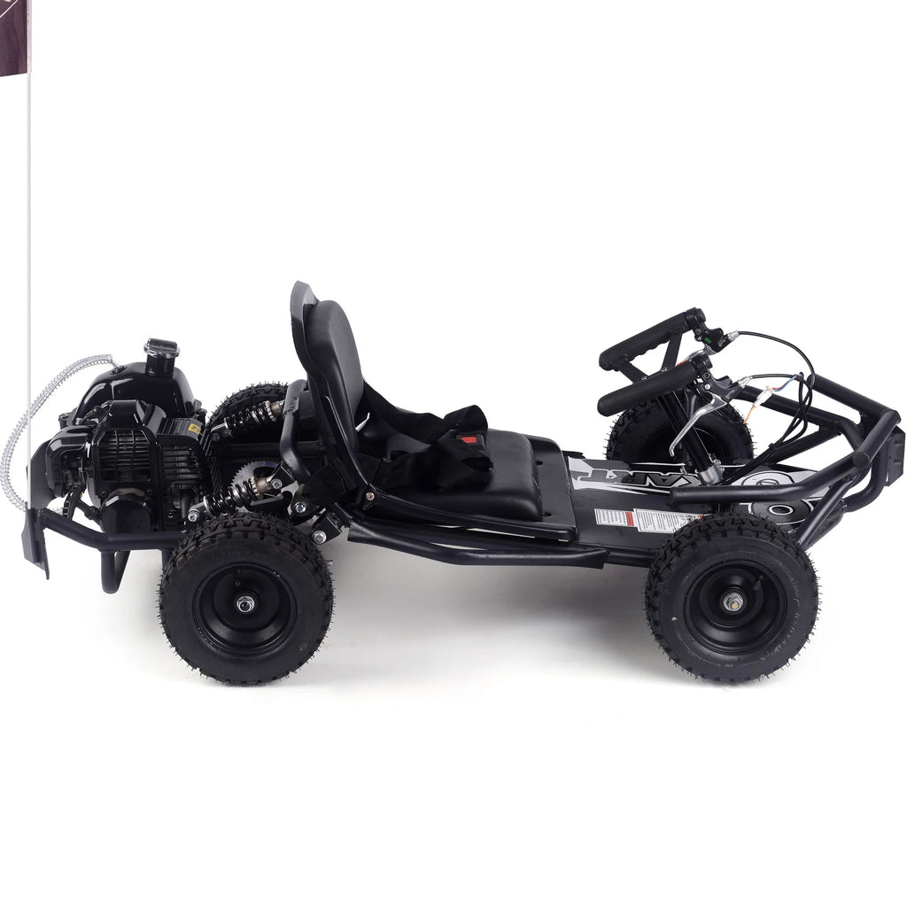 SAY YEAH Gas Go Kart,Sturdy Steel Frame Go Kart for Kids 8+,20mph Top Speed,185lbs Max,Black