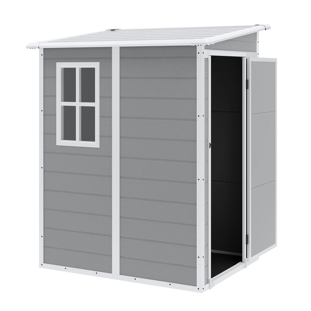 Syngar Outdoor Storage Shed with Lockable Doors, Dark Gray