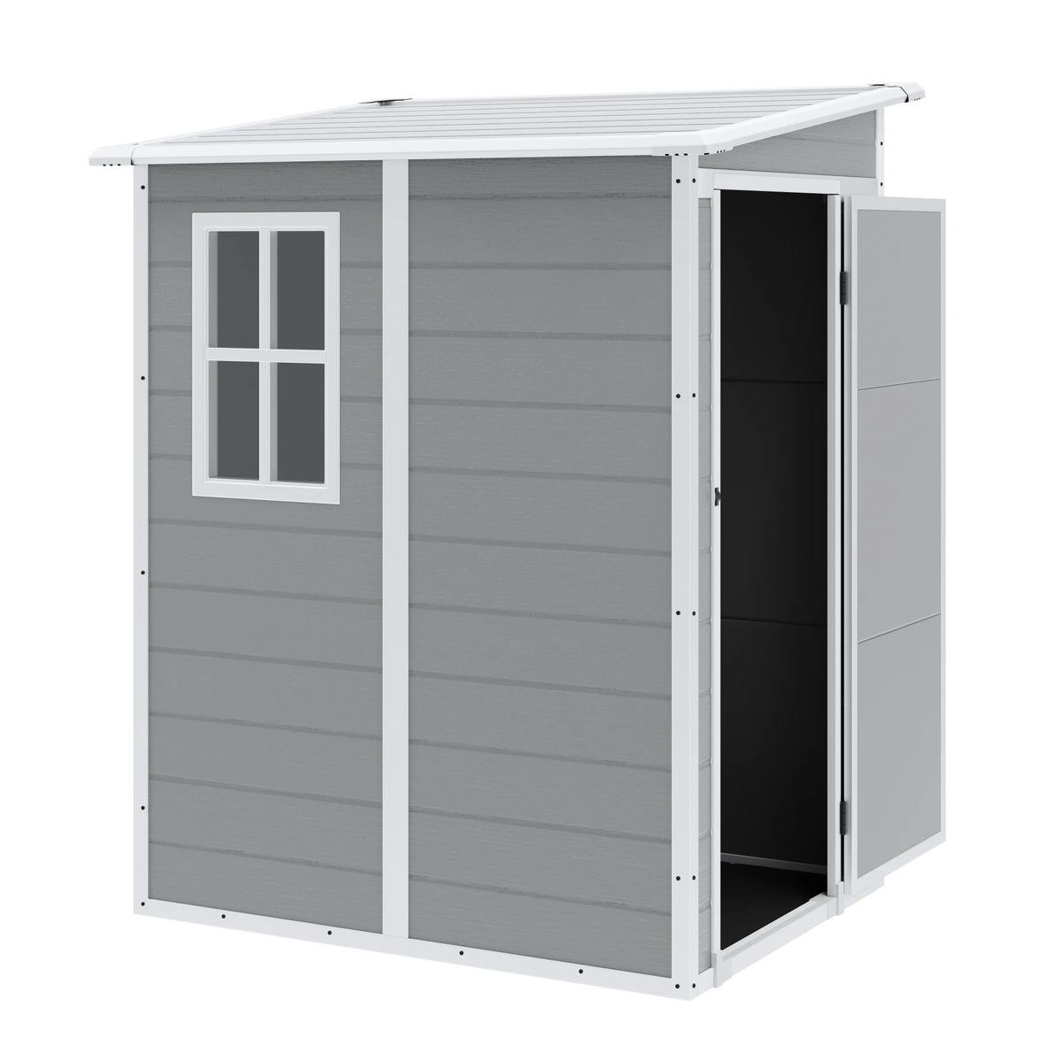 Syngar Outdoor Storage Shed with Lockable Doors, Dark Gray