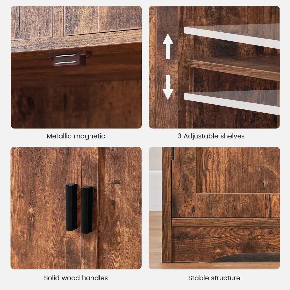 FANGSUM Rattan Storage Cabinet with 2 Drawers & 2 Shelves, Floor Cabinet for Living Room