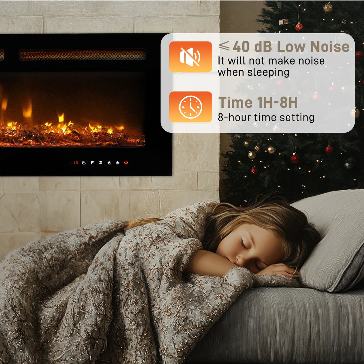 Ktaxon 30" Electric Fireplace, Freestanding/Inserts/Wall Mounted Fireplace Heater with Remote Control, 12 Adjustable Flame Colors, Log & Crystal, 8H Timer for Living Room, Bedroom