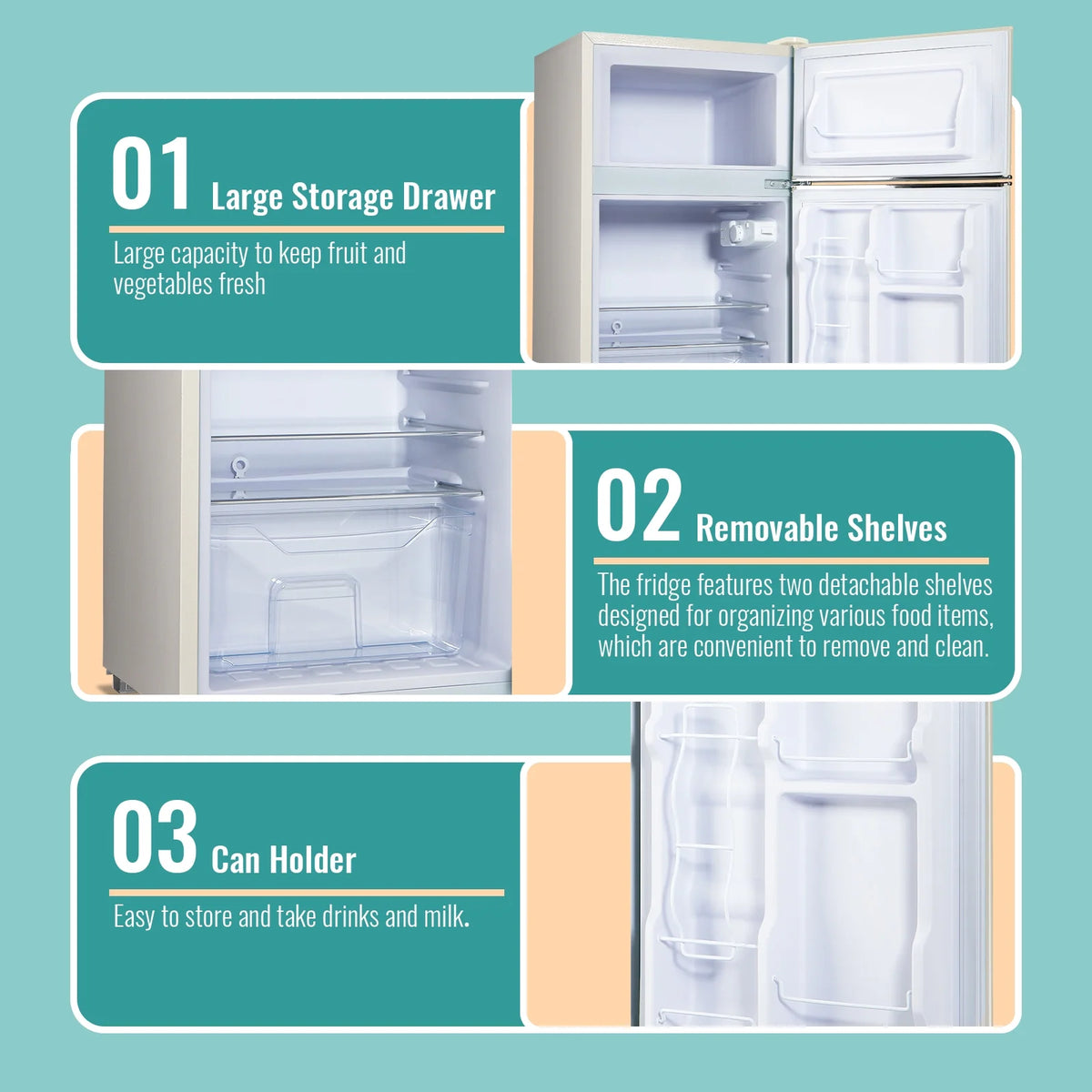 TACOOL Refrigerator with Top Freezer 3.5Cu.ft Two Door Small Mini Fridge with Extra Drink Space for Home Office Dorm Red