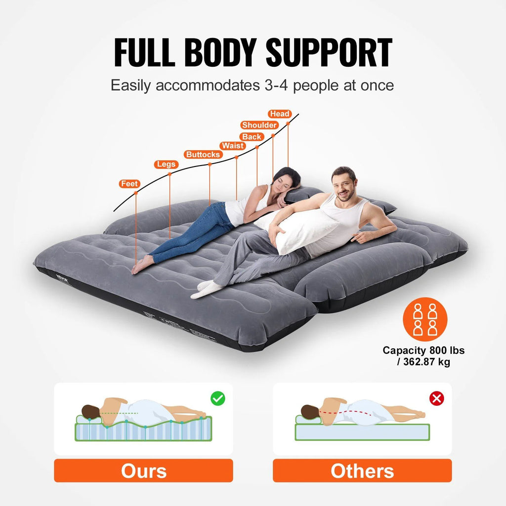 Truck Bed Air Mattress, for 6-6.5 ft Full Size Truck Beds, Carry Bag, for Chevrolet Silverado, Dodge Ram, Inflatable Air Mattress Camping Bed with 12V Air Pump 2 Pillows, Ford 150/250/350
