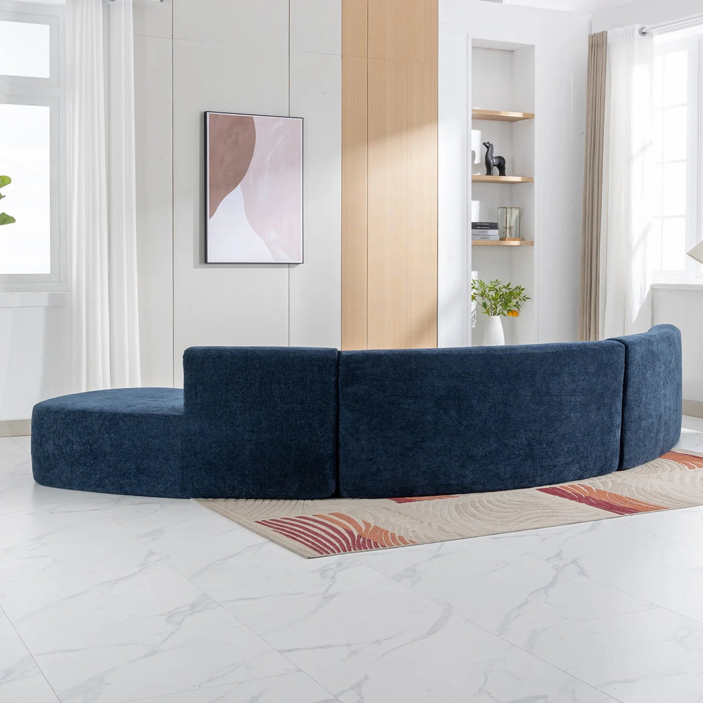 Harper & Bright Designs Modern Curved Floor Sofa Set, Modular Sectional Sponge Couch for Living Room, 2 PC Free Combination No Assembly Foam-Filled Sofa, Beige
