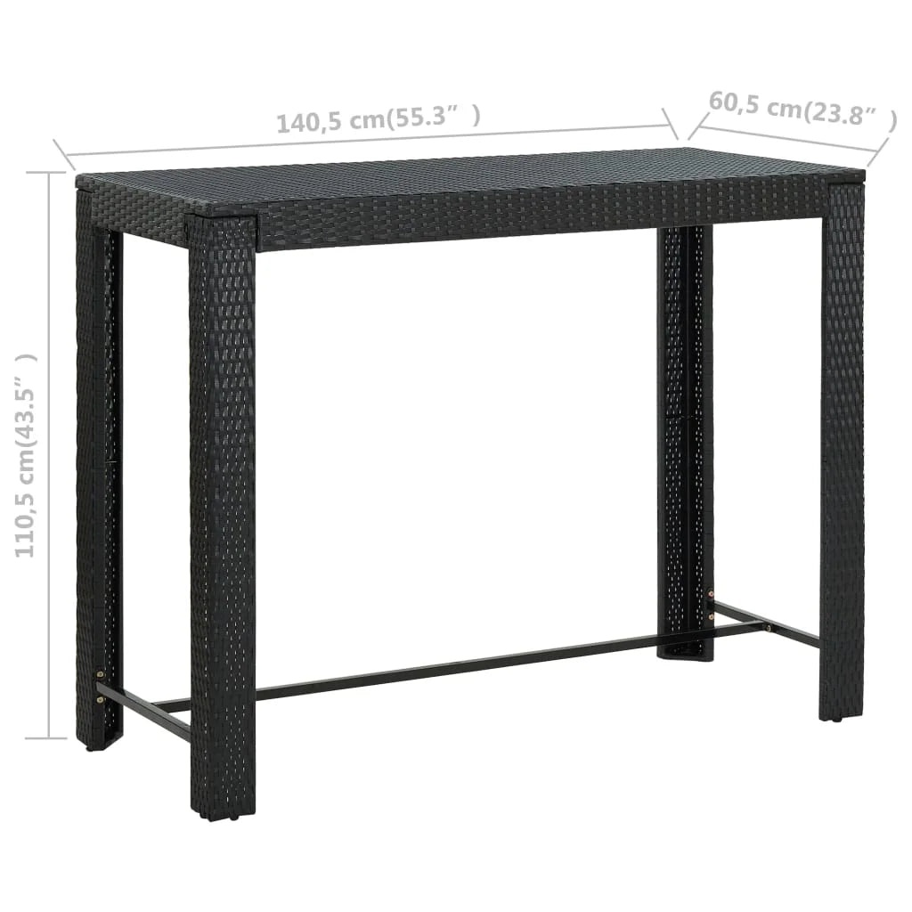 vidaXL Patio Bar Set Outdoor Bistro Set Bar Stool Bistro Table Poly Rattan