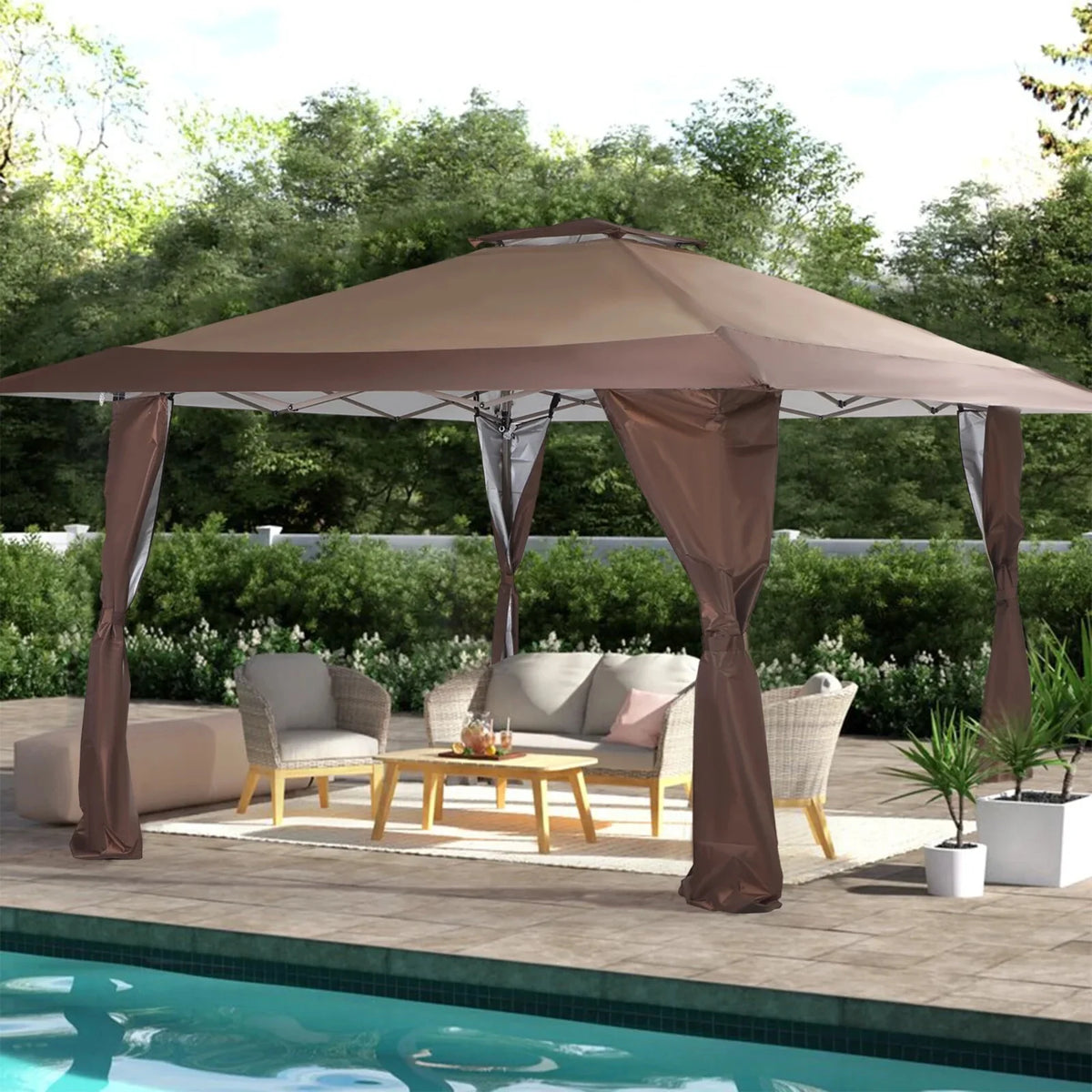 13x13ft Pop Up Canopy Outdoor Gazebo Canopy Tents for Party with Wheeled Carry